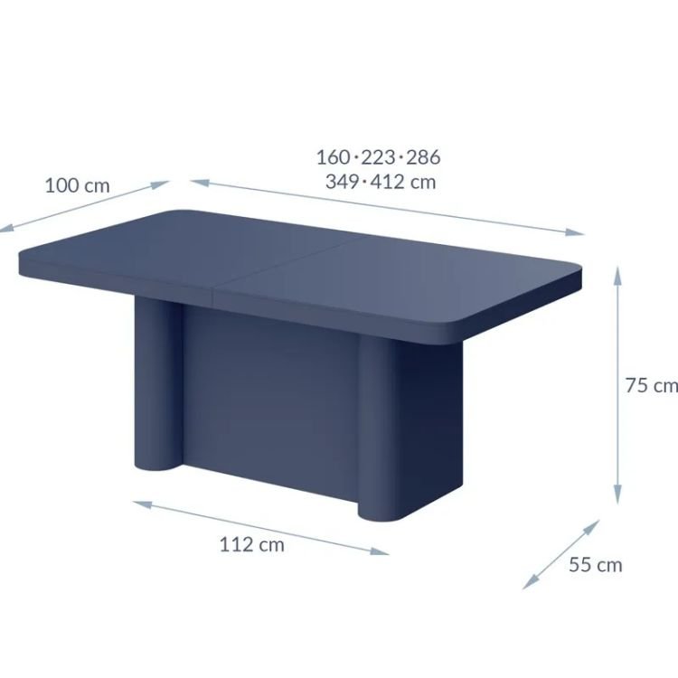 PORTOFINO extendable table 160(412)x100 dark blue - Image 4