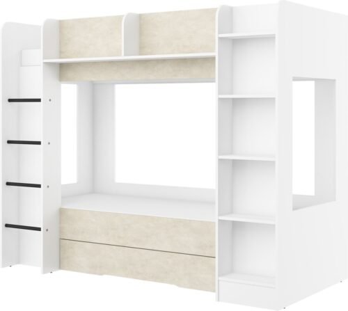 Children’s bunk bed for youth, 2 persons, 80×200, EVEST, white granite, mig