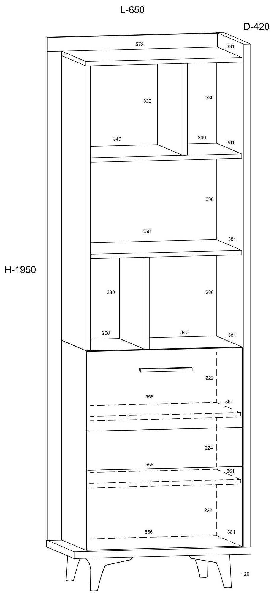 BOX 06 furniture bookcase with shelves and doors, Grange oak, white Granada - Image 2