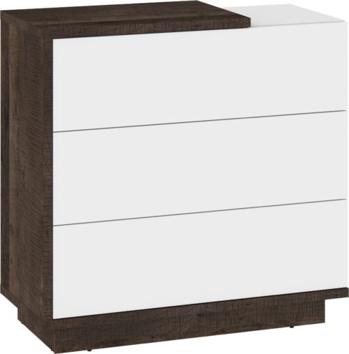 HYBRID 09 furniture chest of drawers for living room, bedroom, oak, granite, white colorHYBRID