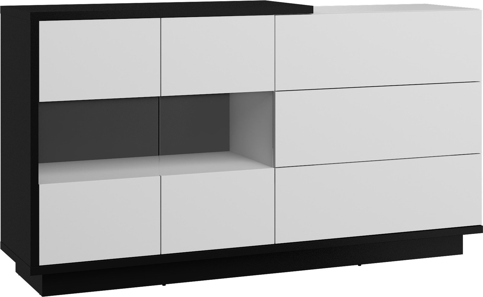 HYBRID 10 furniture large display cabinet chest of drawers black white glossyHYBRID