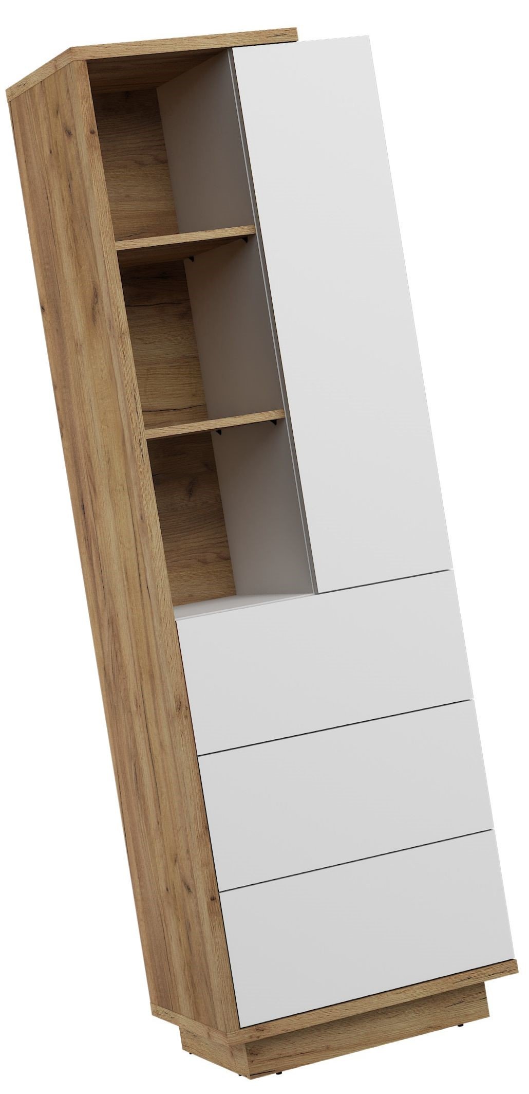 HYBRID 19 furniture, high bookcase with shelves, drawer, door, golden oak color, whiteHYBRID - Image 5