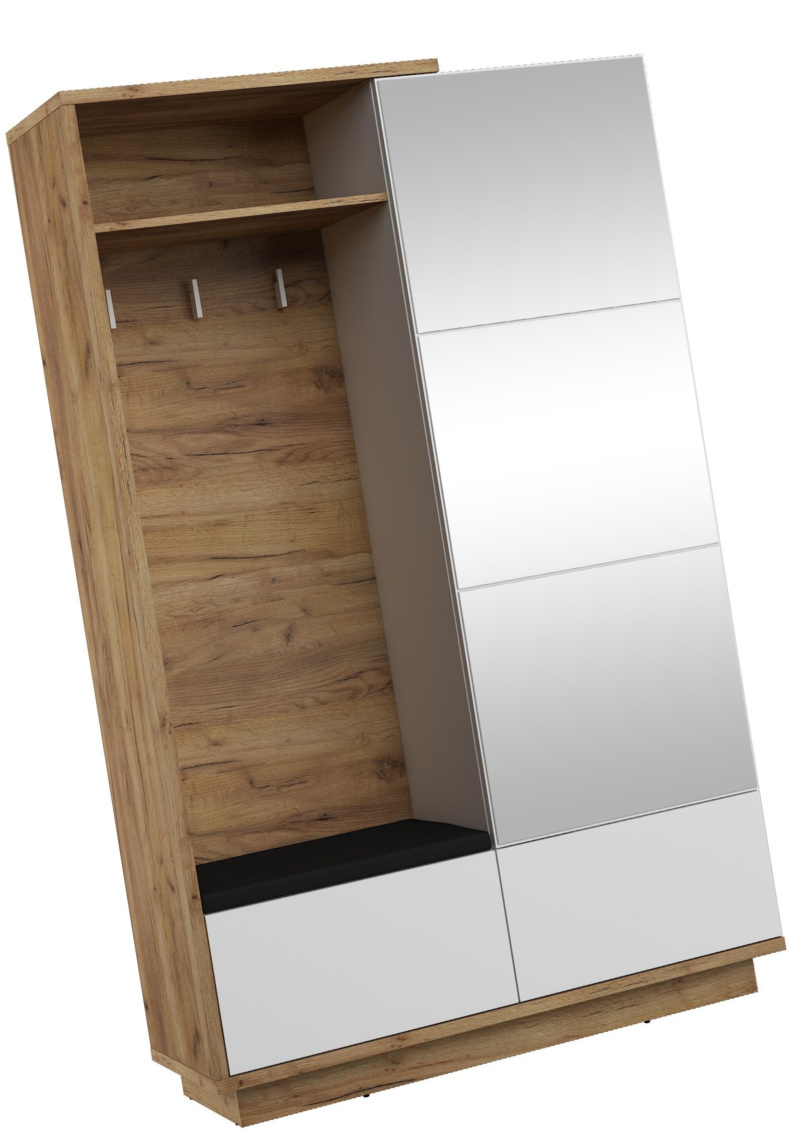 HYBRID 16-piece hallway cabinet with seat, oak color, gold color, whiteHYBRID - Image 5