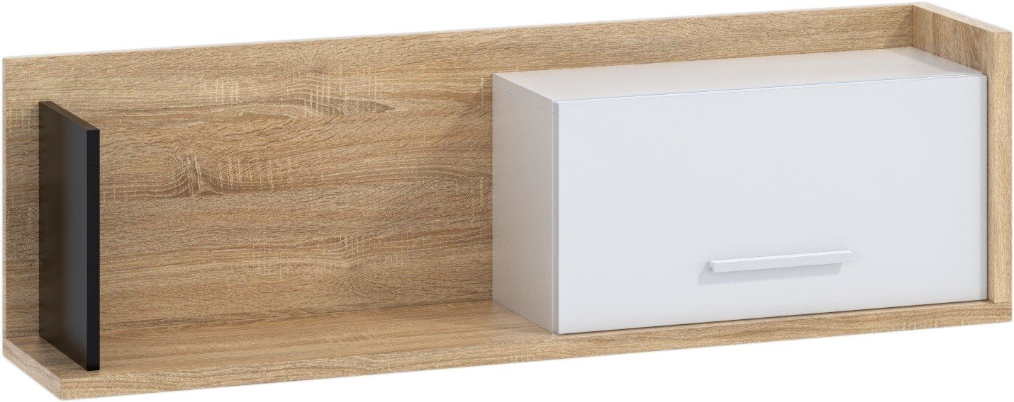 BOX 11 furniture, wall-mounted bookshelf, Sonoma oak, white, black