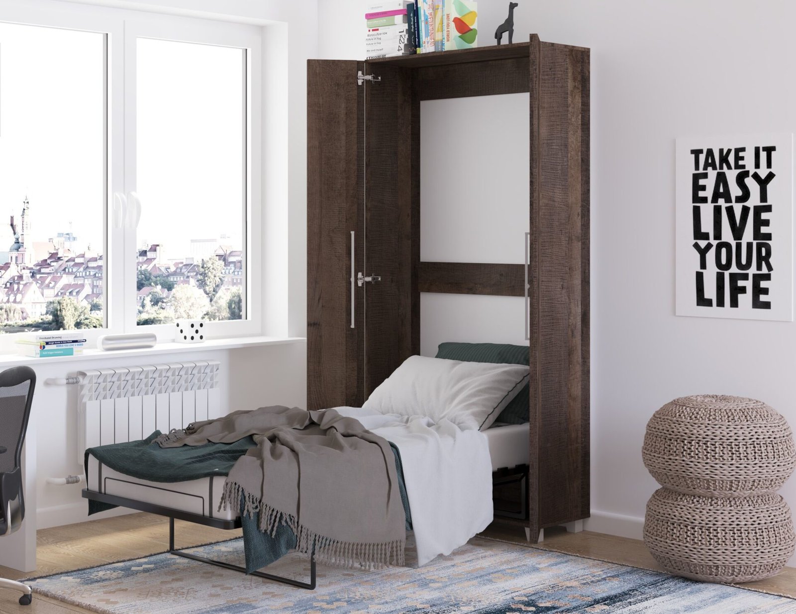 Vertical wall bed TEDDY 90, Grange Oak - Image 3