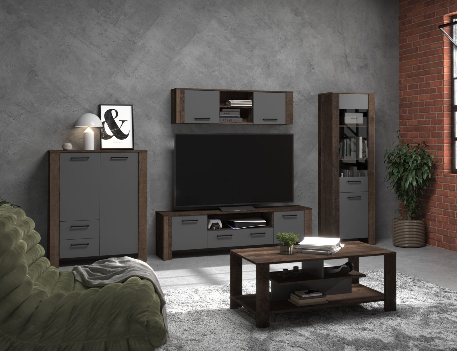 SLIDE furniture #2 shelf TV cabinet shelf coffee table Grange graphite oak