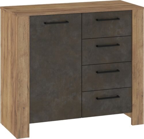 SLIDE 02 furniture chest of drawers with doors for the living room, golden granada b