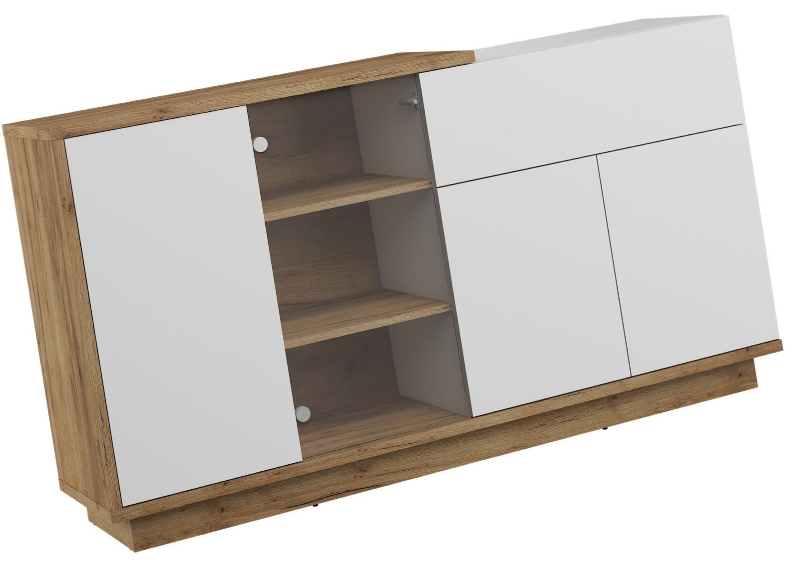 HYBRID 08 furniture display cabinet with drawer for living room, oak color, gold and white colorHYBRID - Image 4
