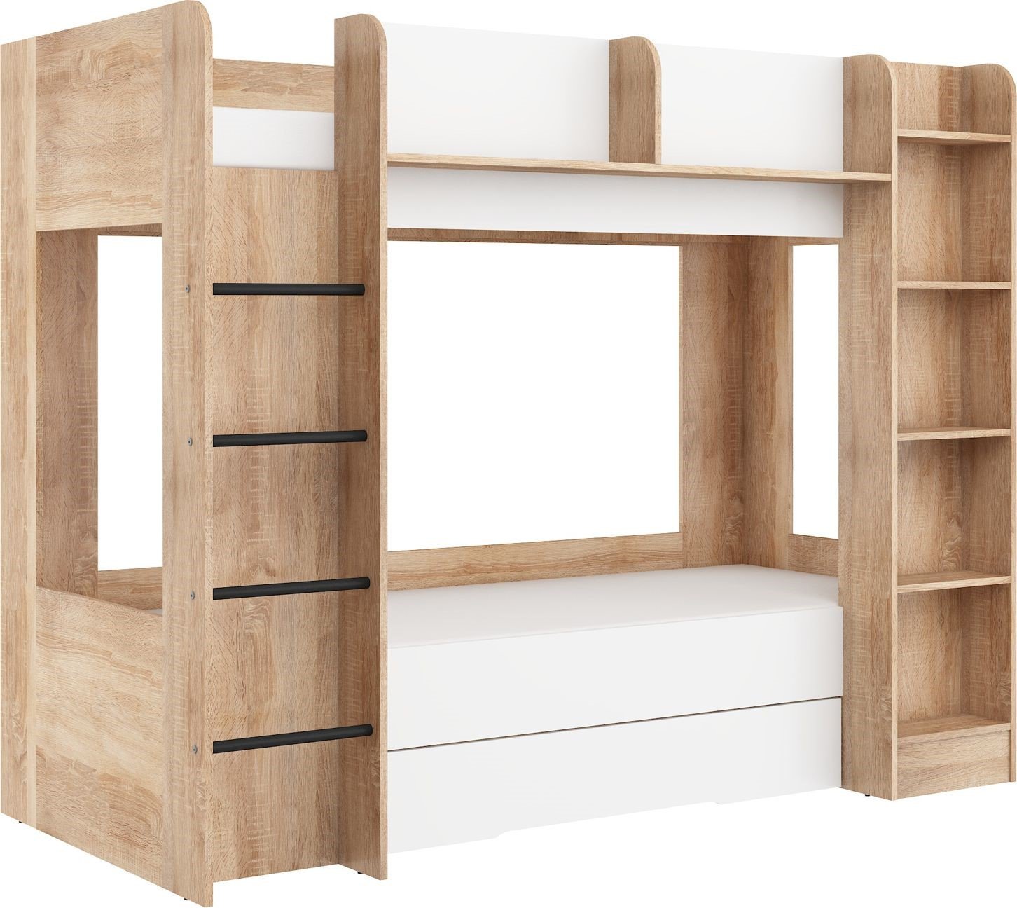 Children's bunk bed for youth, 2 persons, 80x200, EVEST, sonoma, white - Image 2
