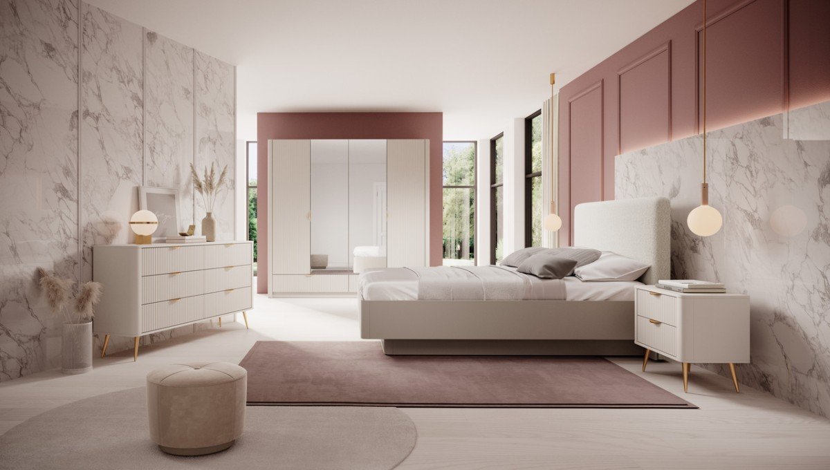 Beige bedroom with 160/200 cm bed