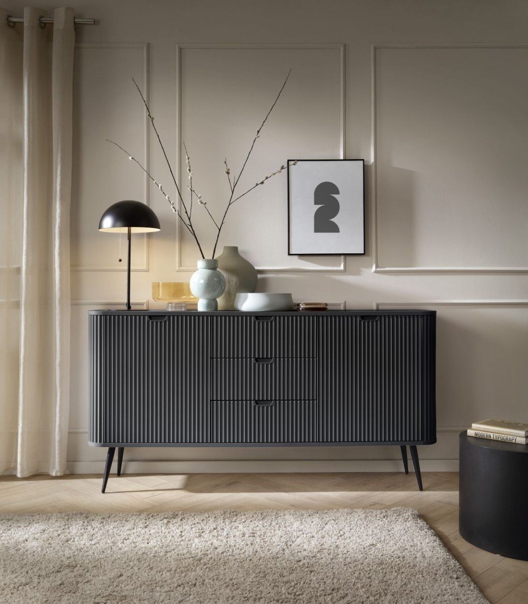 Black loft-style living room with milled Zova cabinet - Image 6