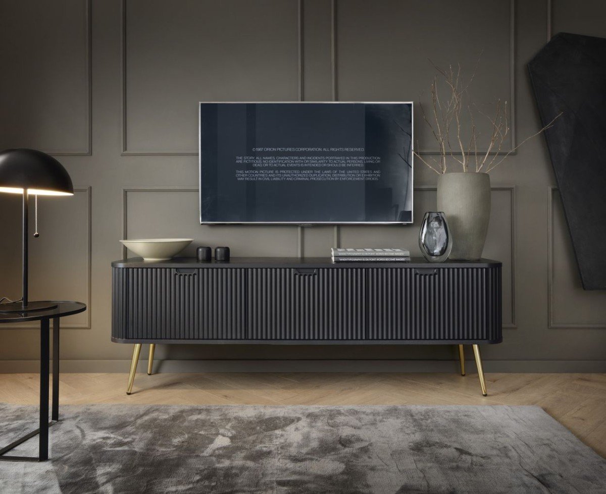 Black loft-style living room with milled Zova cabinet - Image 7