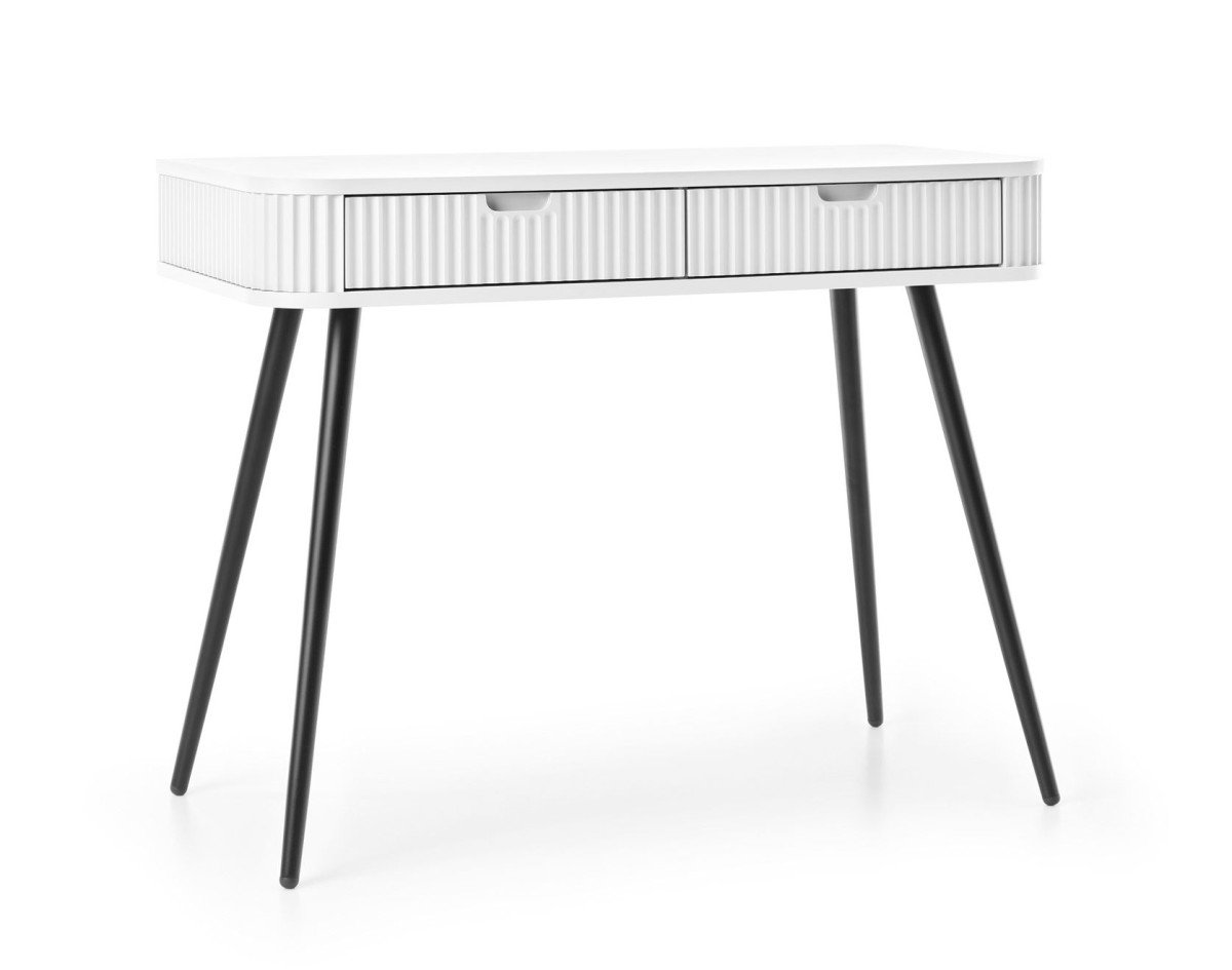 Zova T-103 white milled console dressing table with drawers