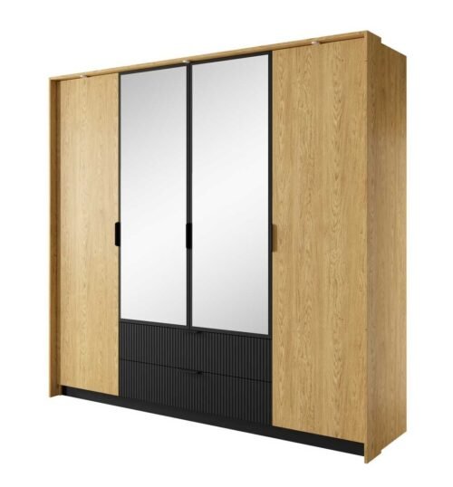 Wardrobe with drawers and mirrors, grooved inserts 220 Baltic