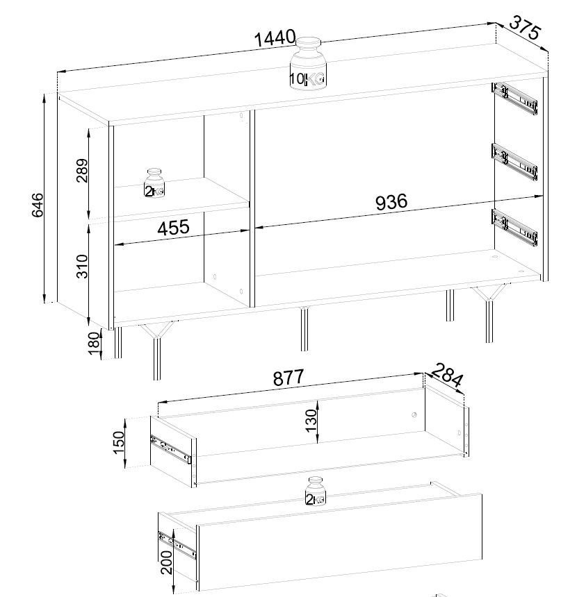 Raven KSZ144 charming loft-style chest of drawers - Image 5