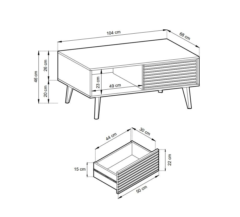 Loft coffee table with grooved fronts Willow L104 - Image 4