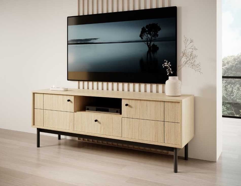 R104 Japandi oak linea bookcase with cabinets - Image 6