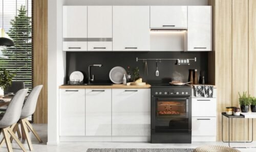Kitchen set, kitchen 180–240 cm, Oscar white glossy