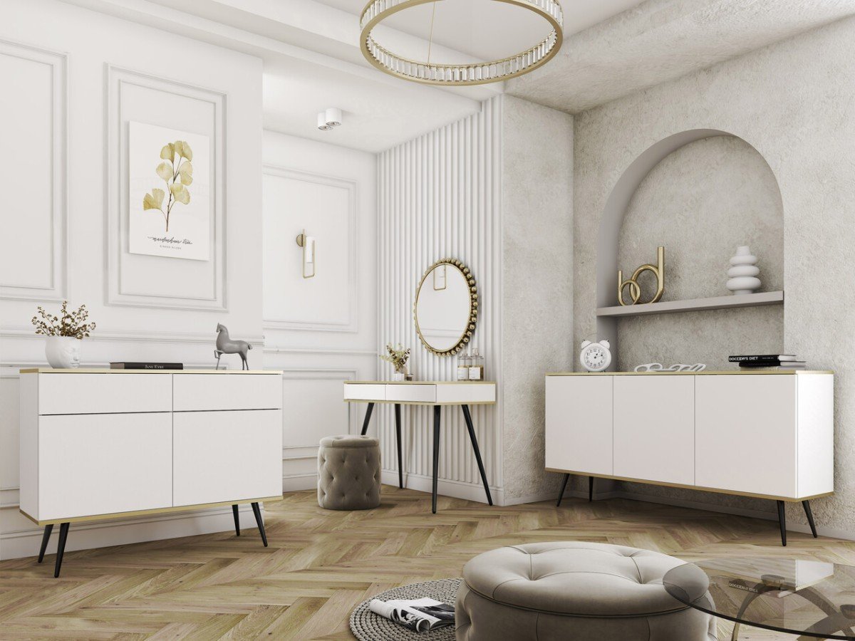 White bedside table with drawer Oro S54 - Image 7