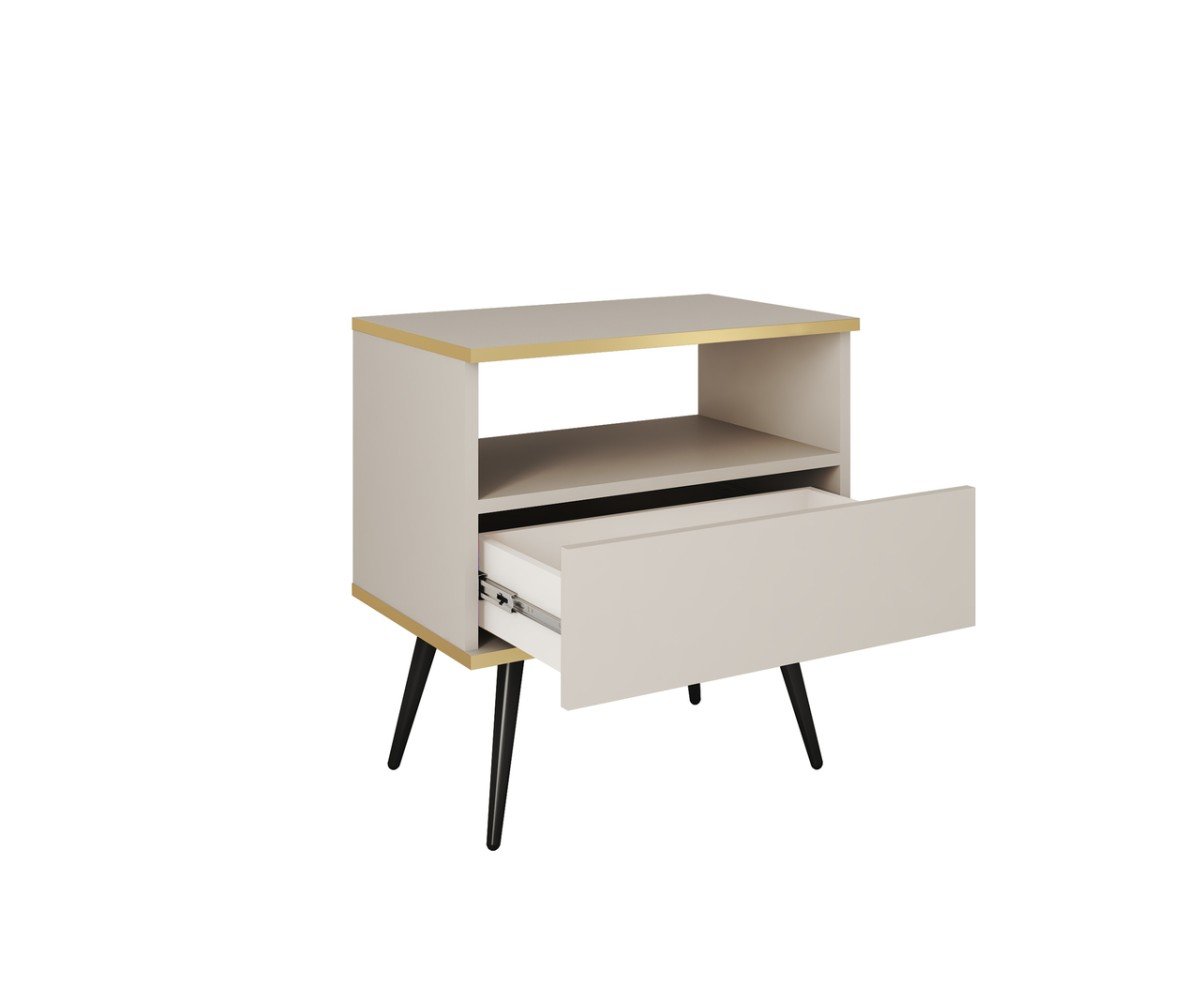 Oro S54 black grooved MDF bedside table with drawer - Image 6