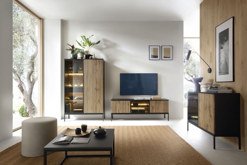 Charming loft-style TV cabinet with lighting Sento RTV154 - Image 4