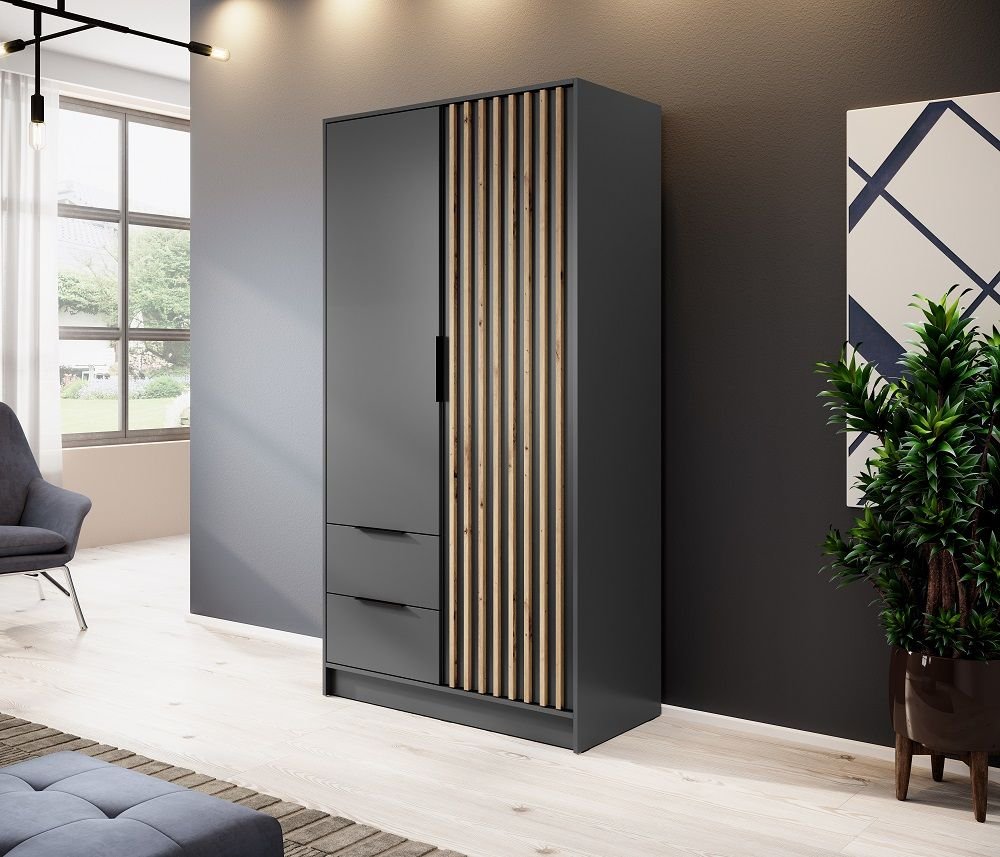 Nelly wardrobe with 2D graphite slats