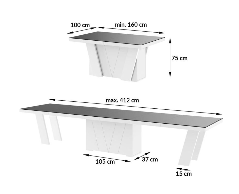 GRANDE extendable table 160(412)x100 white glossy - Image 5