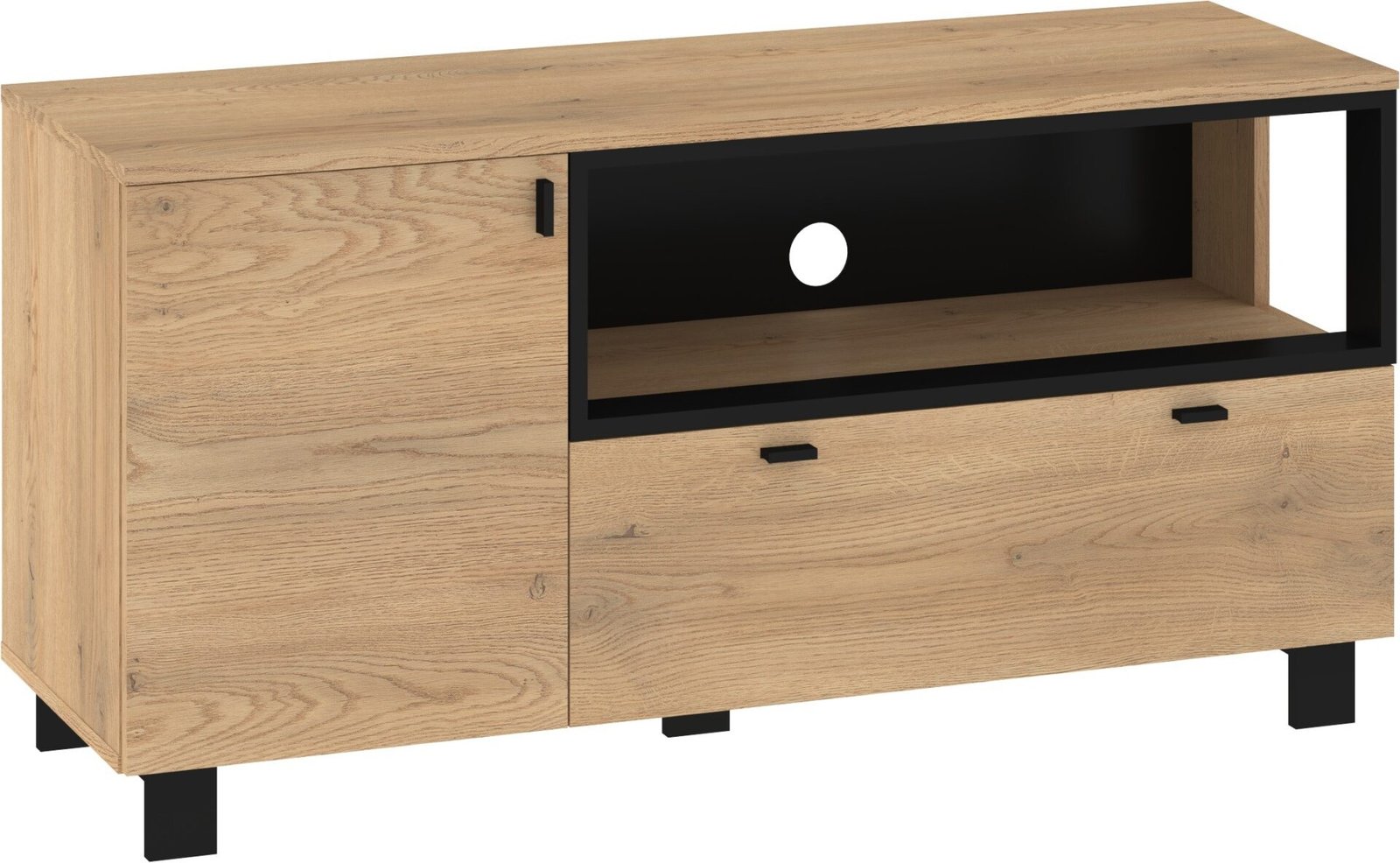 VEGAS 12-drawer chest of drawers, TV cabinet for living room, loft, cremona oak, black