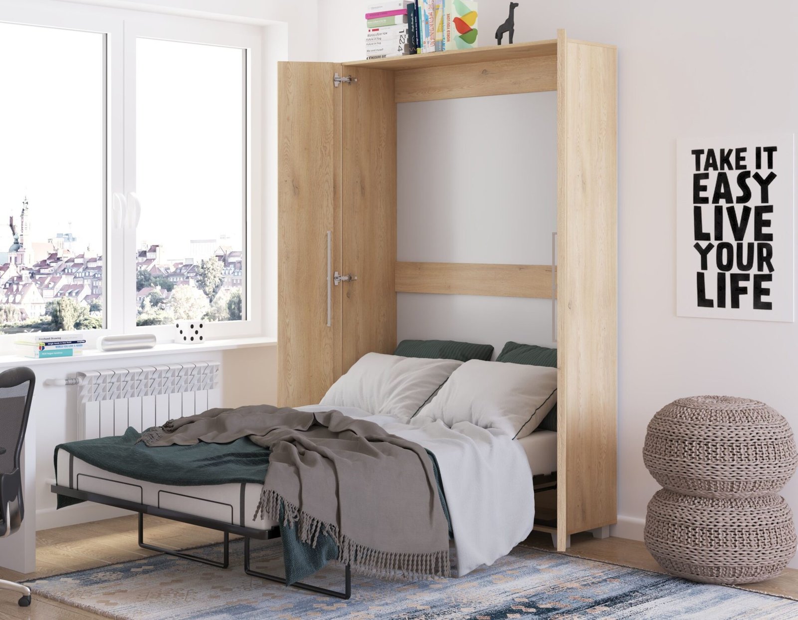 Vertical wall bed TEDDY 120 cremona oak color - Image 3