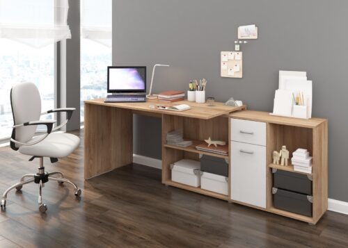 BEAT P height-adjustable corner table, sonoma white