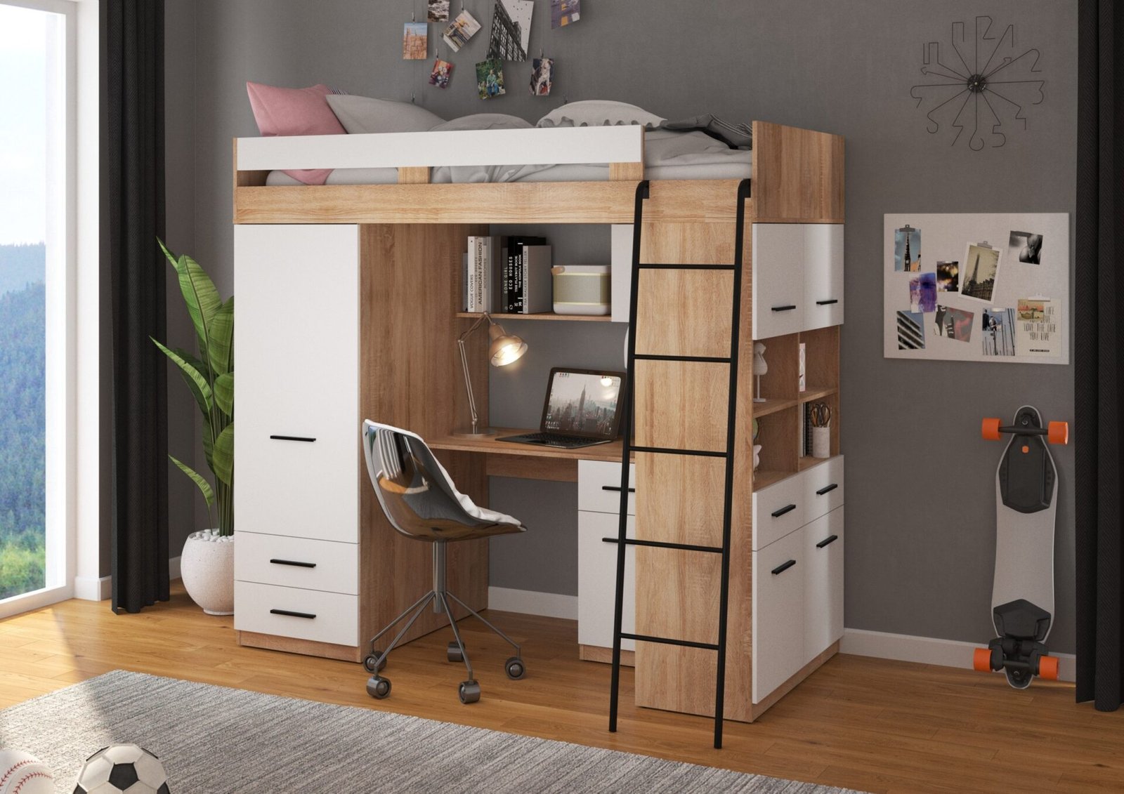 VELVE P mezzanine, matt, Sonoma oak/white