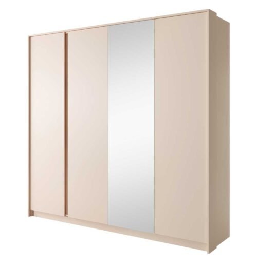 Beige 4-door wardrobe 220 cm with mirror Dast