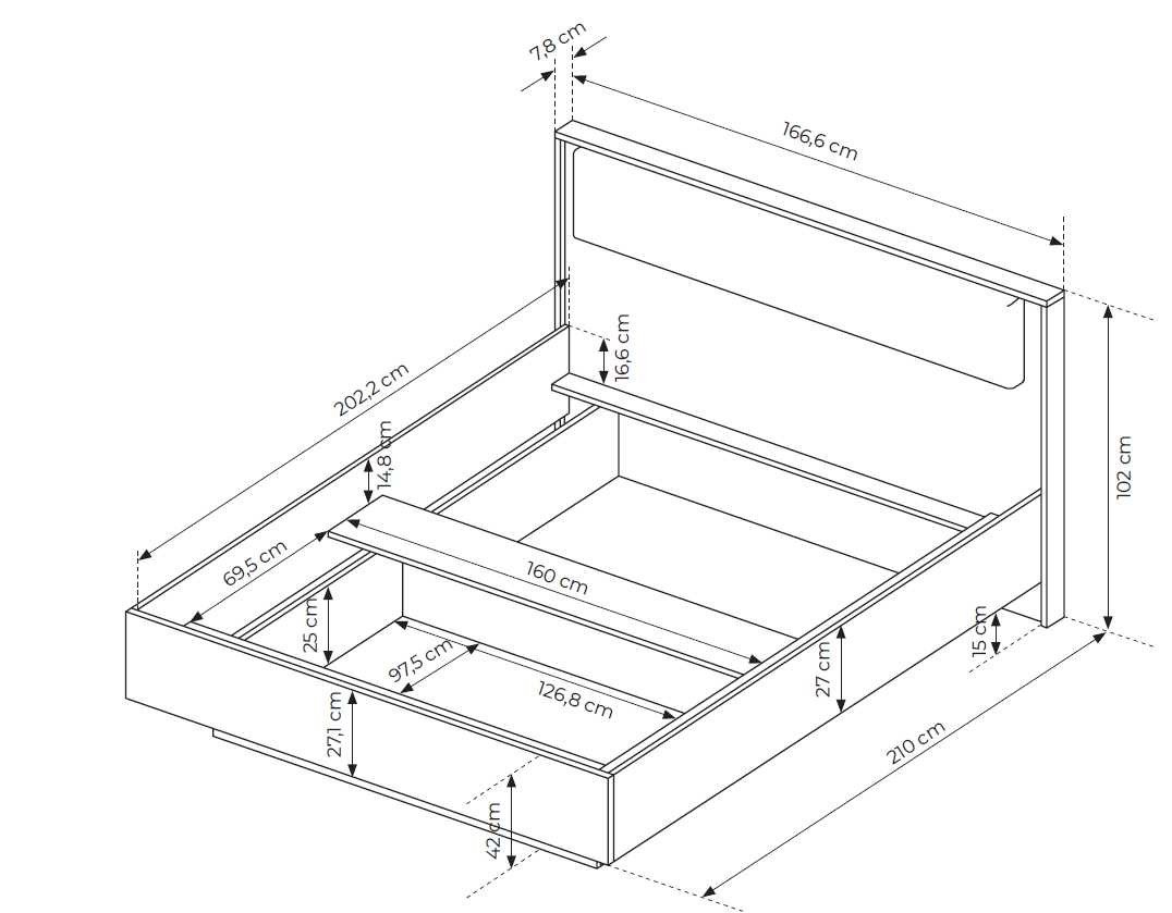 Bed with storage box 160/200 cm Baltic - Image 6