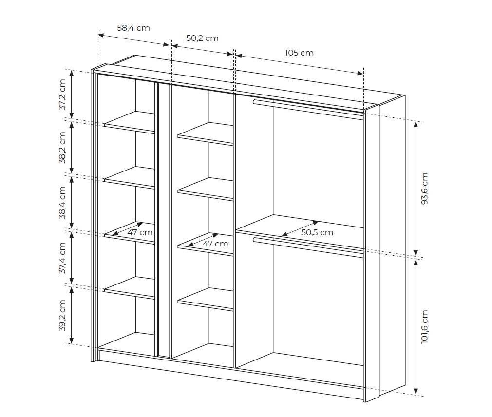Beige 4-door wardrobe 220 cm with mirror Dast - Image 6