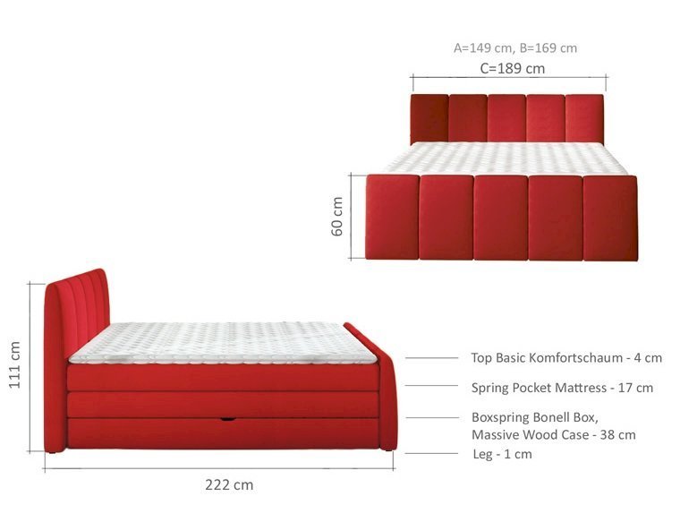 Fresco continental bed 160x200 Gr1 - Image 3
