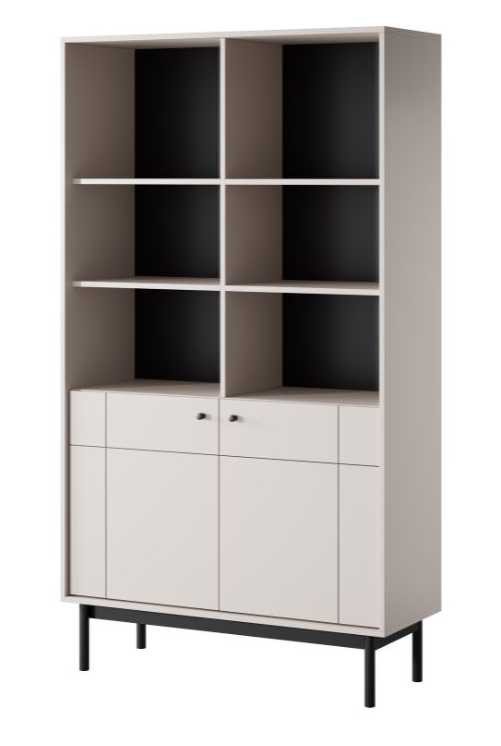 R104 Japandi cashmere shelf with cabinets