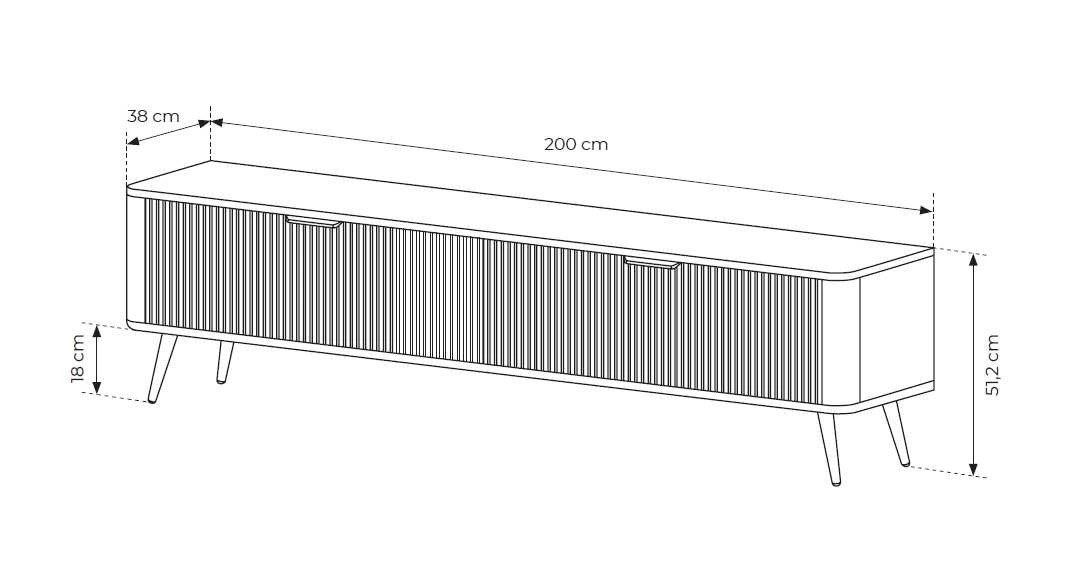 Lante TV cabinet 200 cm on high legs, white - Image 5