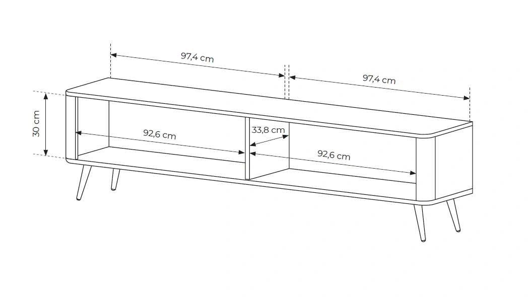 Lante TV cabinet 200 cm on high legs, white - Image 6