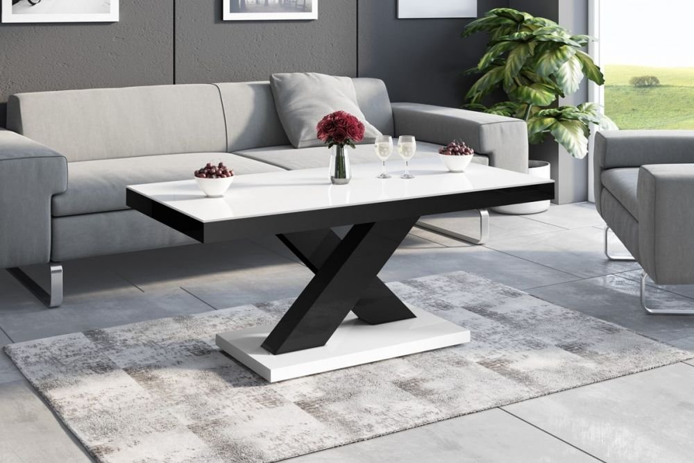 XENON MINI 120x60 coffee table, glossy white/glossy black - Image 2