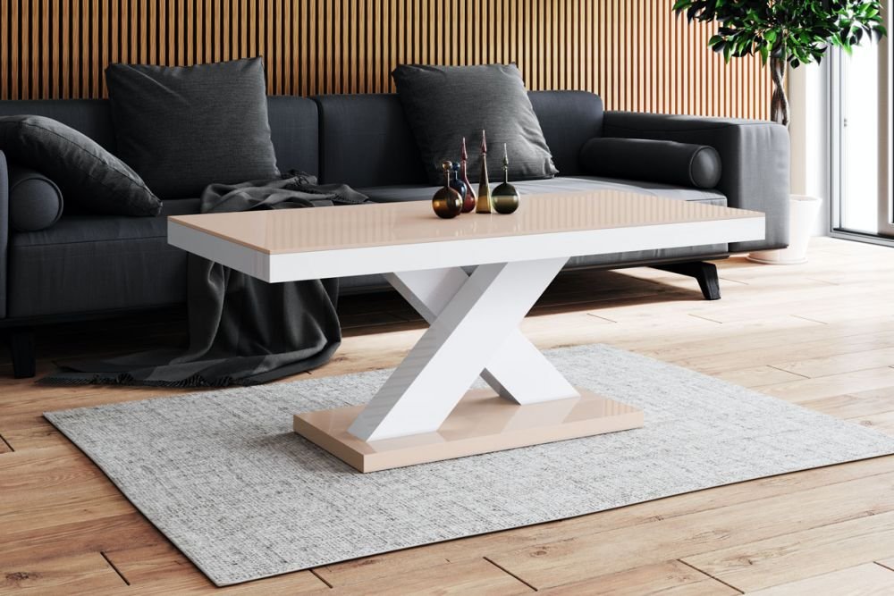 XENON MINI coffee table 120x60 cappuccino/glossy white - Image 2