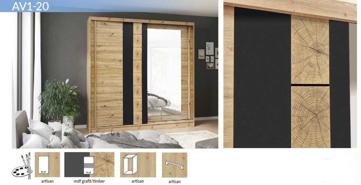 Avantgarde AV1-200 cm sliding wardrobe with mirror - Image 3