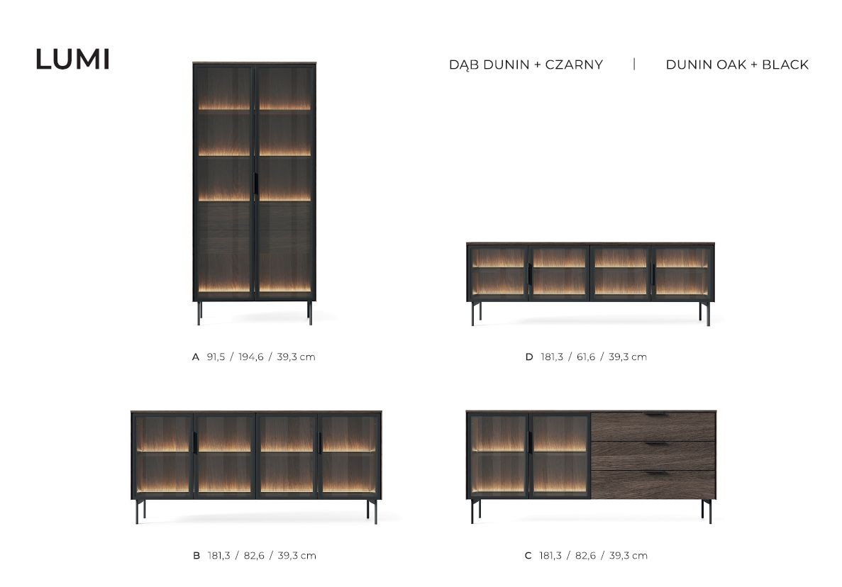 Lumi Salon tempered decorative glass flutes, oak color, Dunin - Image 7