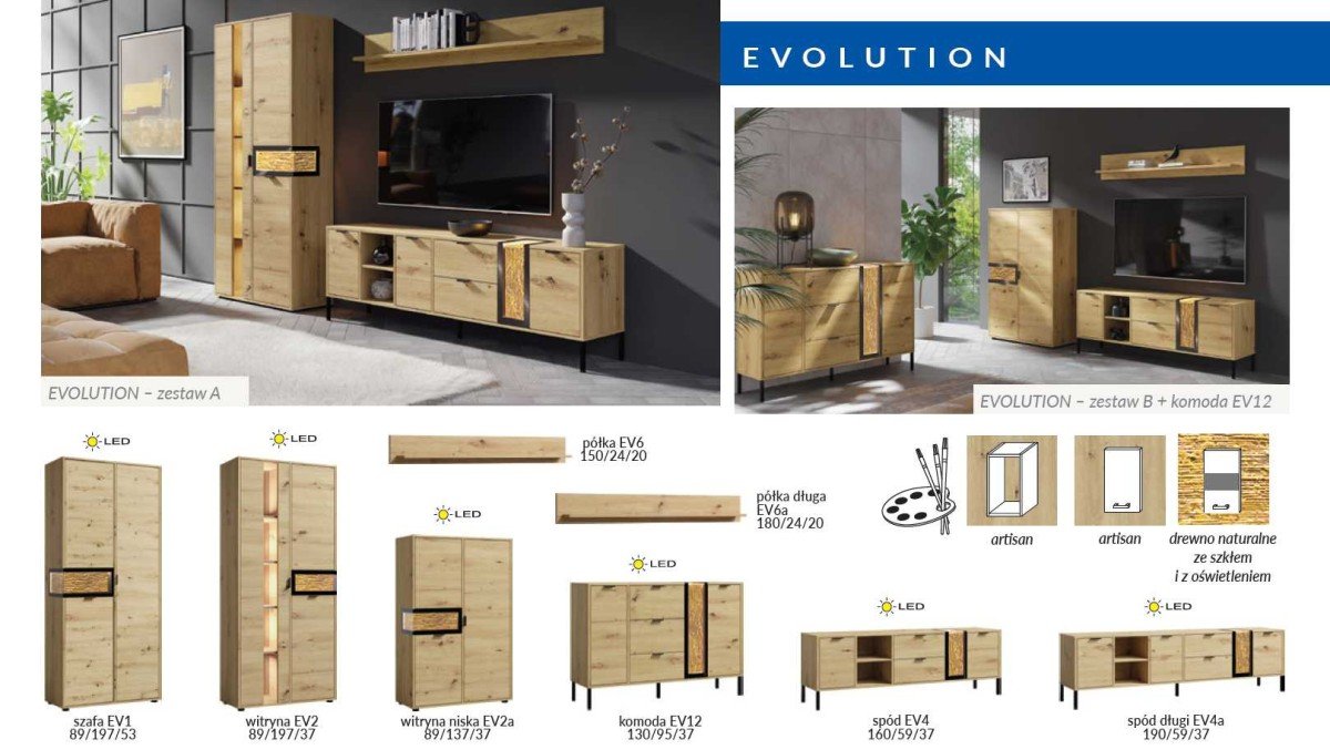 Scandinavian TV cabinet with wooden inserts Evolution EV4 - Image 4