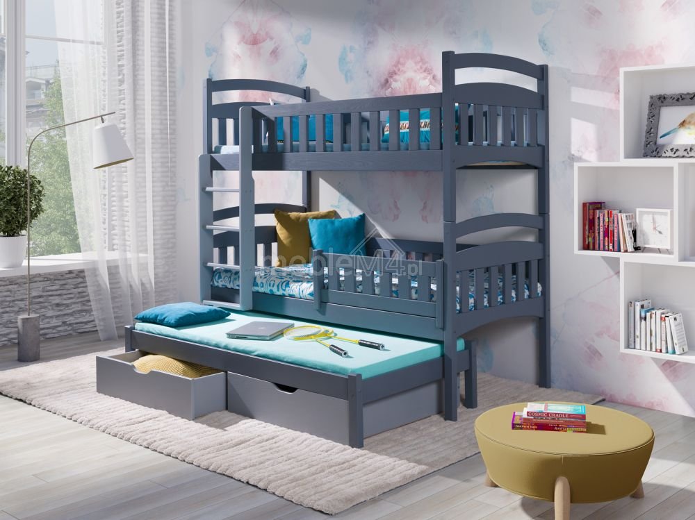 DOMINIK III triple bunk bed with drawers 90x200 cm - Image 3