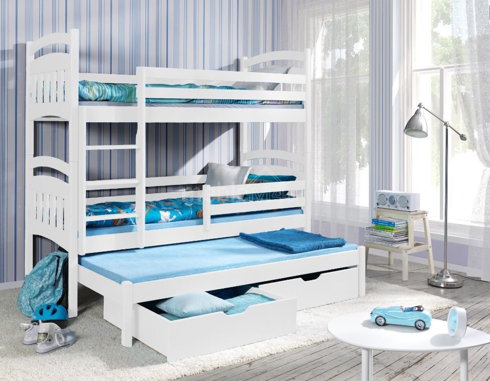 Bunk bed with drawers JAKUB III for 3 persons 90x200 cm