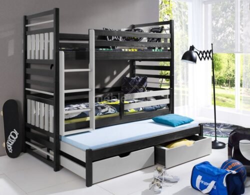 HIPOLIT triple bunk bed with drawers 80×181 cm