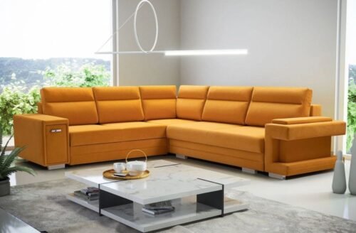 Folding corner sofa with bar and A2 storage box