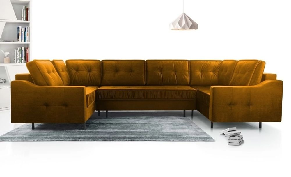Akita U-shaped corner sofa bed with ruffles - Image 3