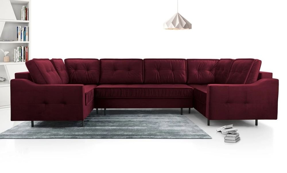 Akita U-shaped corner sofa bed with ruffles - Image 2
