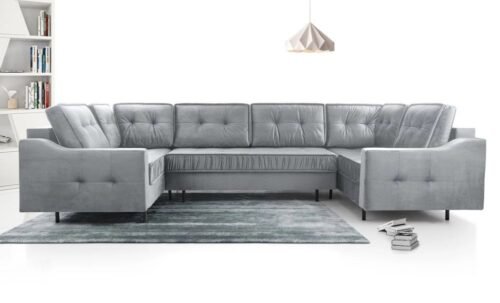 Akita U-shaped corner sofa bed with ruffles